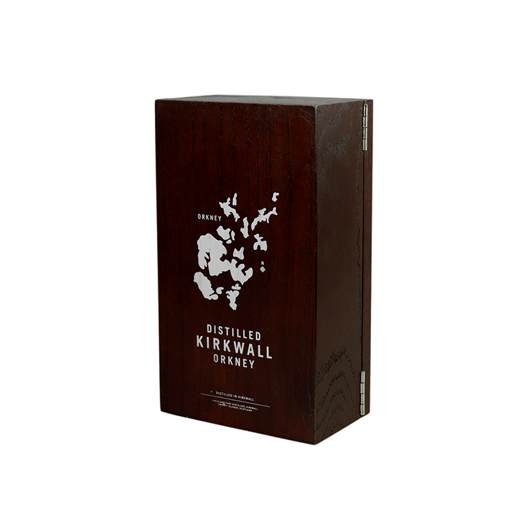 Fullrich High-quality solid wood dark brown arc opening Chinese wine bottle packing box