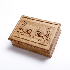 Fullrich Original Factory Engraving Design Palette Wood Bamboo Cosmetic Packaging Box With Cotton Tray