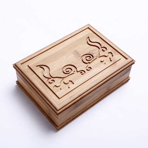 Fullrich Original Factory Engraving Design Palette Wood Bamboo Cosmetic Packaging Box With Cotton Tray