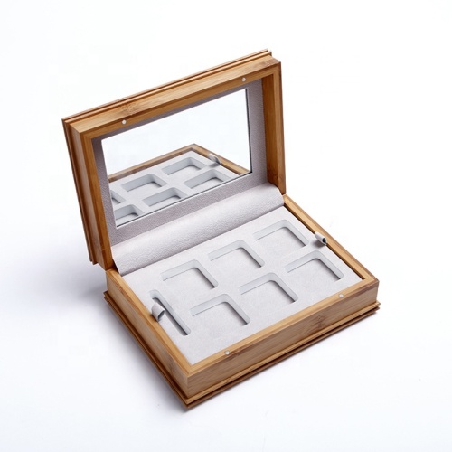 Fullrich Original Factory Engraving Design Palette Wood Bamboo Cosmetic Packaging Box With Cotton Tray