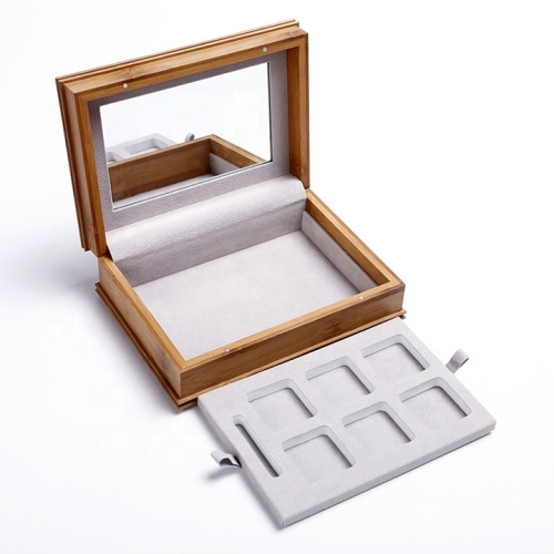 Fullrich Original Factory Engraving Design Palette Wood Bamboo Cosmetic Packaging Box With Cotton Tray