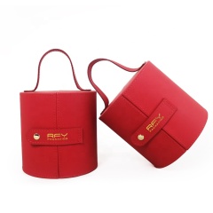 Fullrich Custom Jewelry Box with round shape Storage Box Display Case Portable Jewelry gift handbag