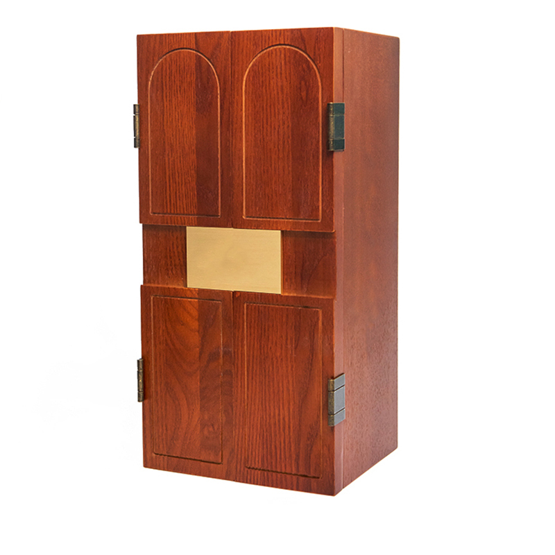 Fullrich New Bilateral Open-Door Brown Wine Box Packaging wood organizer Paper Support Lining wine box