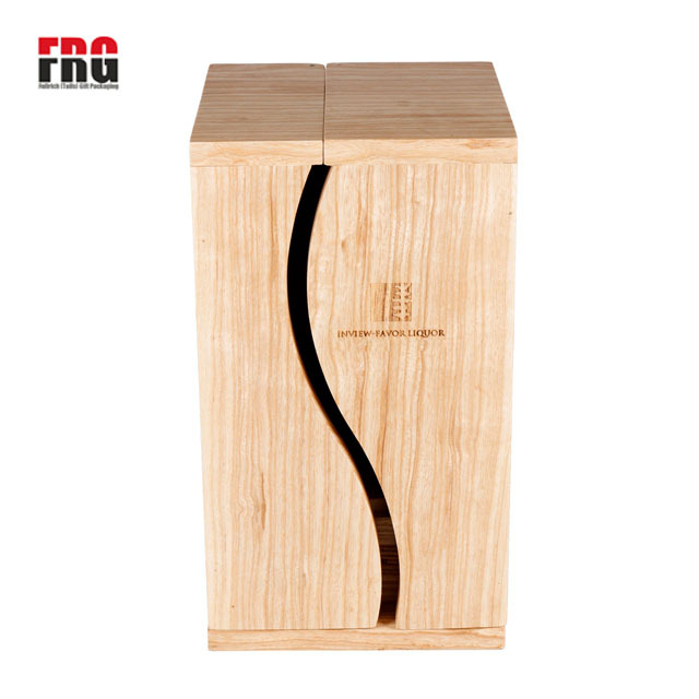 Fullrich Wholesale Custom Ash Solid Wood Single Wine Box with Double Door Design Custom Logo and Stored or Displayed Wine