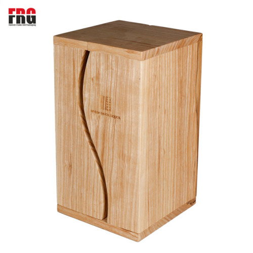Fullrich Wholesale Custom Ash Solid Wood Single Wine Box with Double Door Design Custom Logo and Stored or Displayed Wine