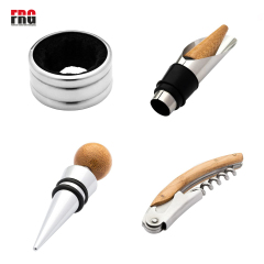 Fullrich Factory Customize Bamboo Wine Box with 4 Tools(Accessories) wood Bamboo Gift Set, elegantly, 1 Drip Ring 1 Corkscrew, 1 Wine Pourer and 1 Wine Stopper, Wood, Safe, Store wine, High quality material