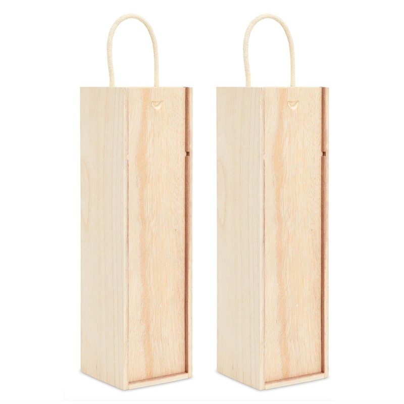 Fullrich Factory Wholesale for 2 Pack Unfinished Wooden Wine Box with Handle for Crafts, Gifts, Birthdays, Housewarmings (13.9 x 4 in) OEM ODM Customize