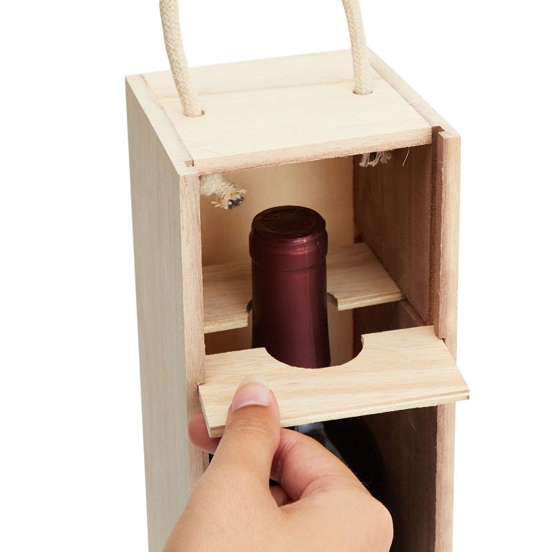 Fullrich Factory Wholesale for 2 Pack Unfinished Wooden Wine Box with Handle for Crafts, Gifts, Birthdays, Housewarmings (13.9 x 4 in) OEM ODM Customize