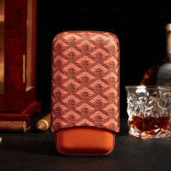 Fullrich Factory Wholesale Instock Amazon Cigar Holster, Humidor, Orange Portable Cigar Case, Dogtooth Style Set, Custom LOGO Orange and Black Color