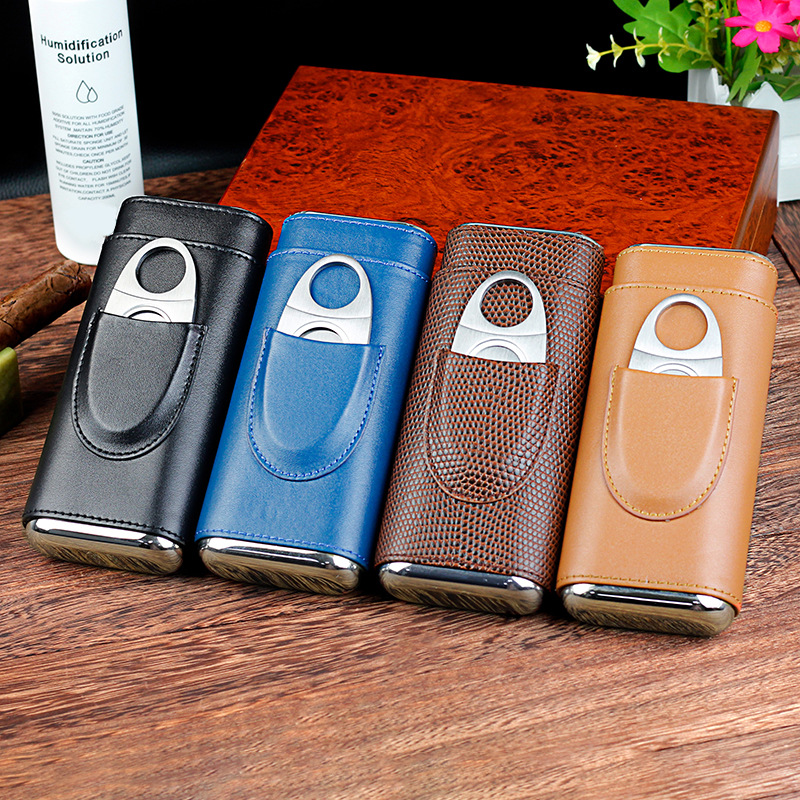 Custom Amazon Cigar Leather Case, Cigar Moisturizer Humidor Humidor, Portable Cigar Set, Cigar Cutter Set