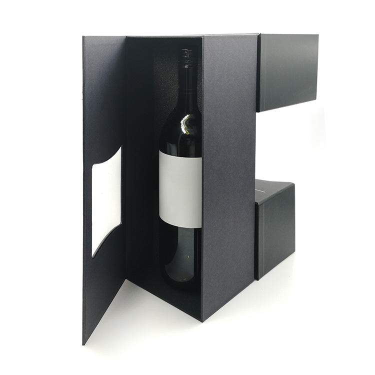 New Design Special Paper Flannel Single Black Gift Packing Wine Storage Box