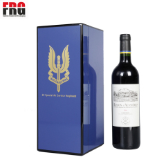 wholesale luxury whisky bottle high glossy lacquer collection box display wooden wine box with velvet interior custom metal logo