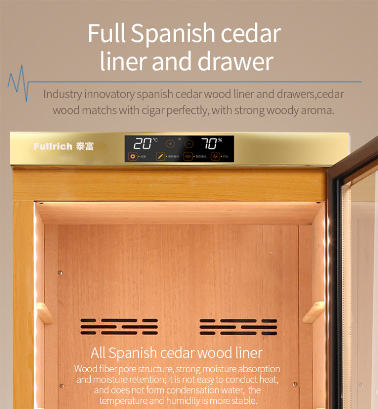 Fullrich Factory Custom big cigar cabinet with spanish cedar electronic humidor fridge for cigar aging