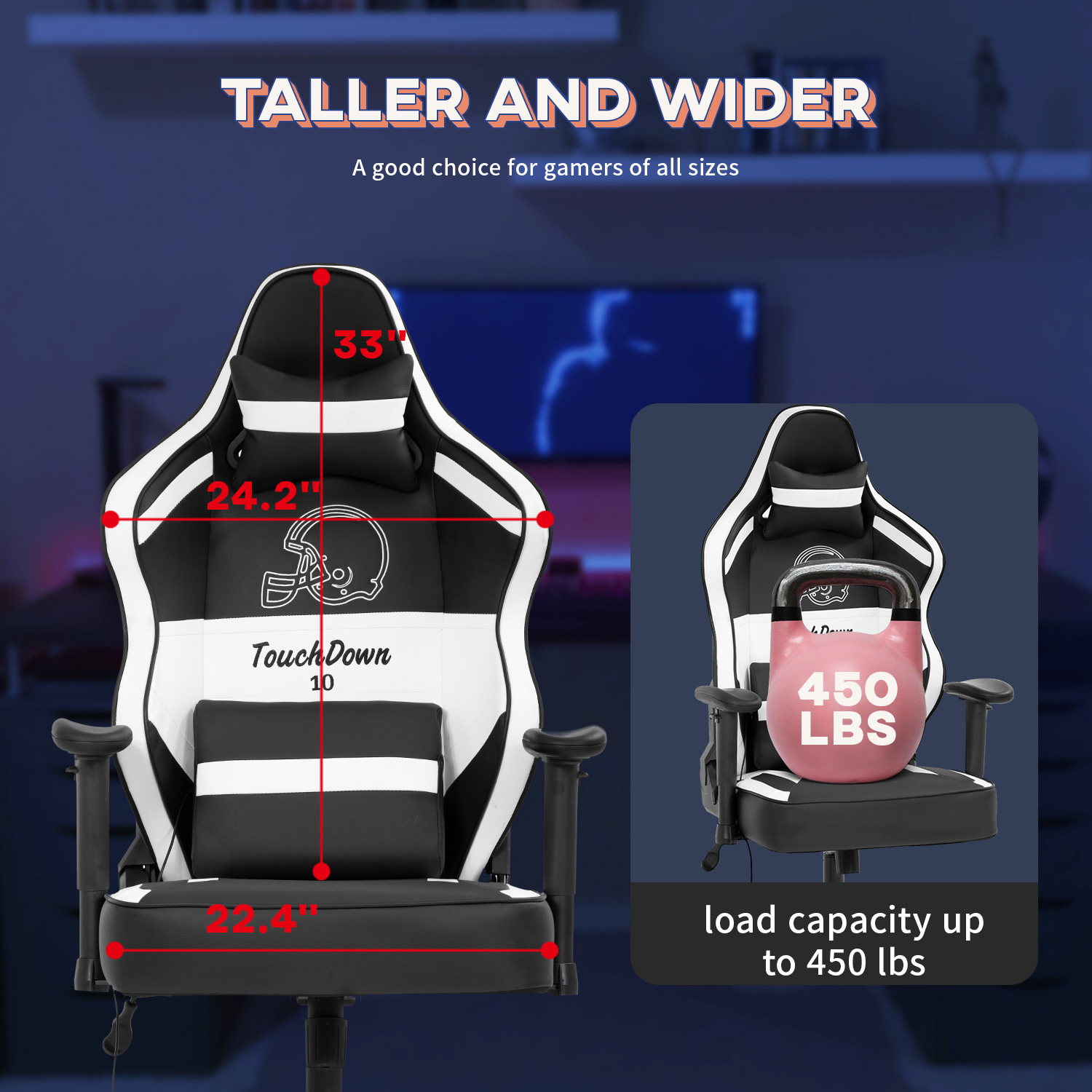 Gaming Chair Big and Tall Office Chair 500lb Wide Seat Desk Chair with