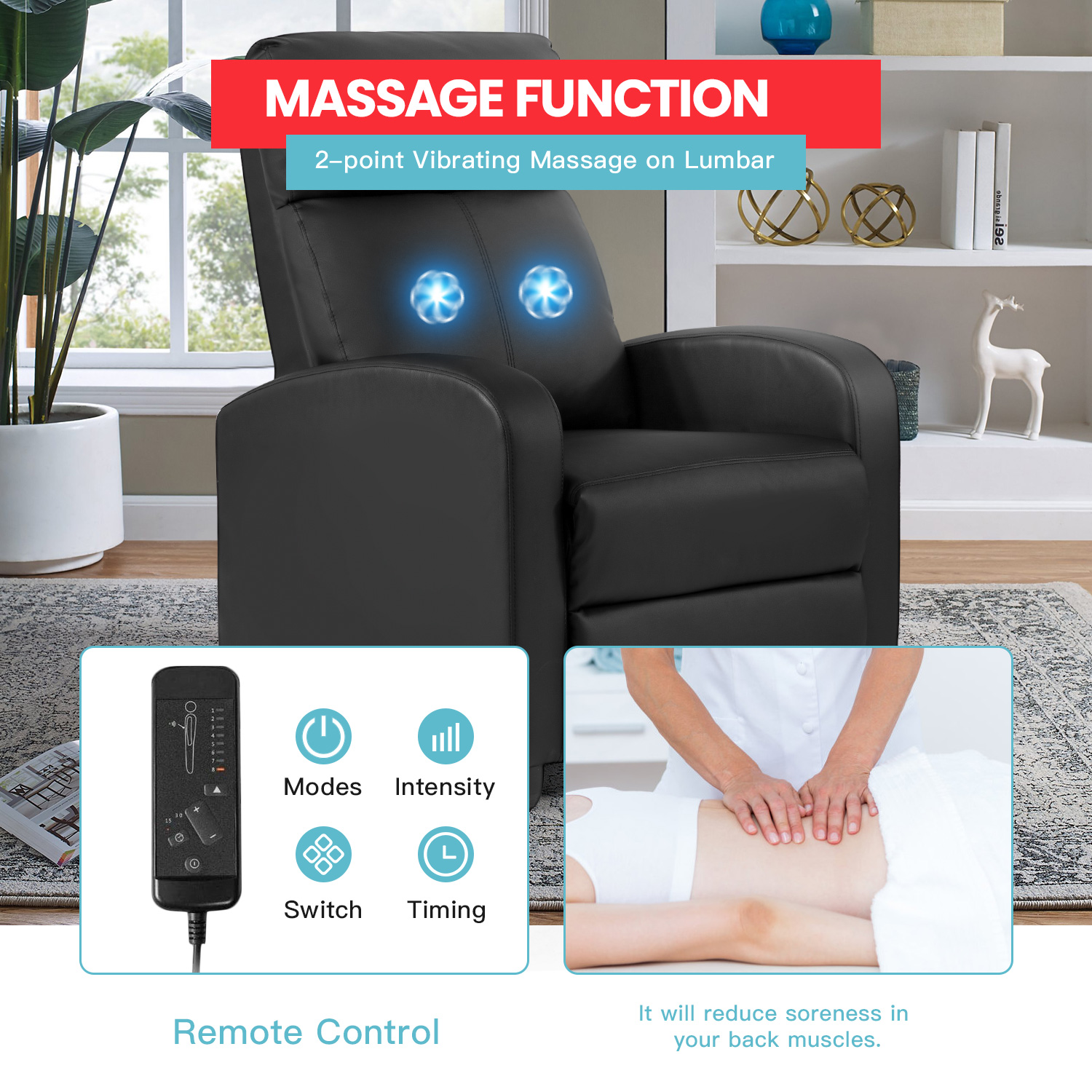 Recliner Chair for Living Room Massage Recliner Sofa Reading Chair ...