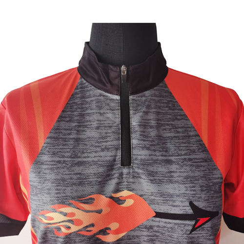 Customized mens polyester sublimation stand collar t-shirt polo with half zipper