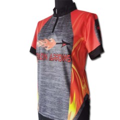 Customized mens polyester sublimation stand collar t-shirt polo with half zipper