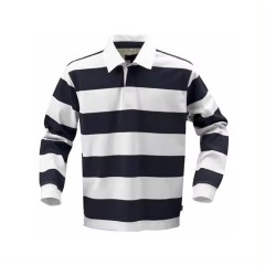 カスタマイズされたラグビー ライフスタイル ポロ - 横縞のラグビー ポロシャツが Bizarre Sports で販売されています。