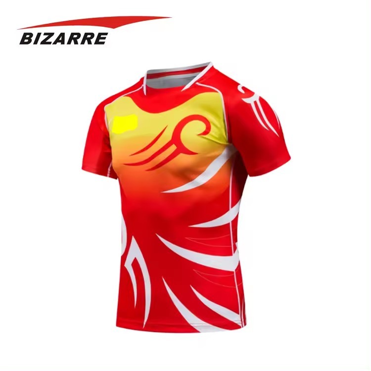 Sublimation T-shirts | customized OEM Breathable full sublimation rugby t-shirts short sleeve 100% polyester mesh