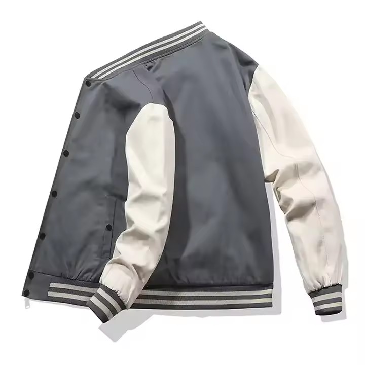 Color Contrast Patchwork Men's Baseball Jackets Cotton Letterman Jacket OEM Embroidery Varsity Jacket