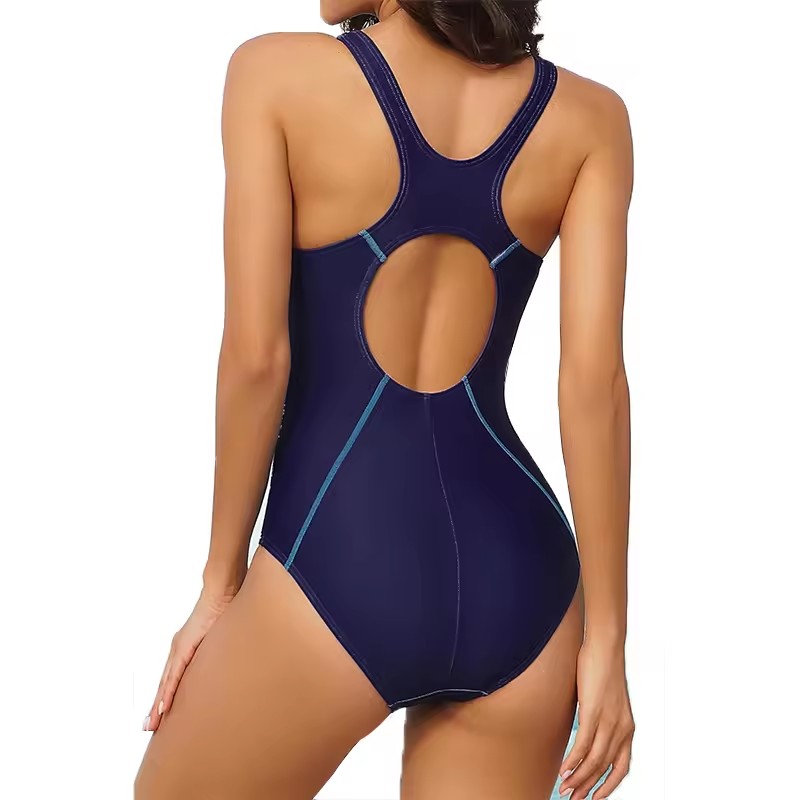 Customized High Quality One Piece V-neck Swimwear Custom Swimsuit design logo For vocation clothing