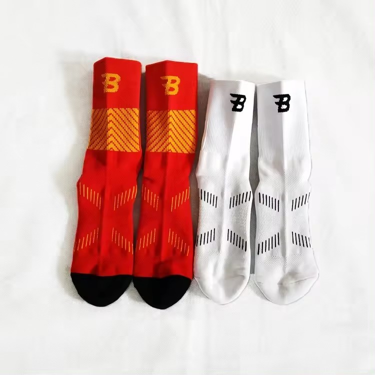 custom logo design men's basketball socks ribbed cotton spandex in Bizarre Sportswear.