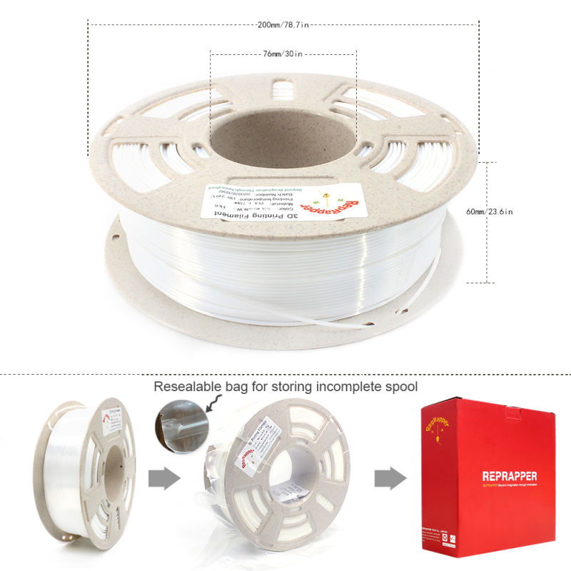 Silk PLA Filament 1.75 mm (+/-0.03 mm) 2.2 lbs (1 kg), Silky Shiny Shine
