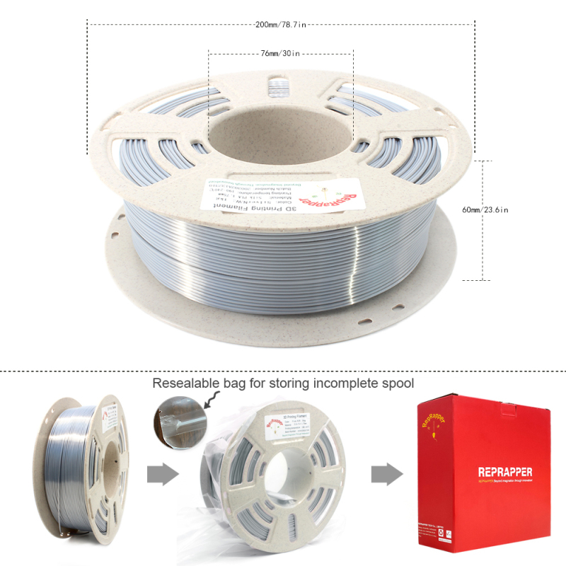 Silk PLA Filament 1.75 mm (+/-0.03 mm) 2.2 lbs (1 kg), Silky Shiny Shine