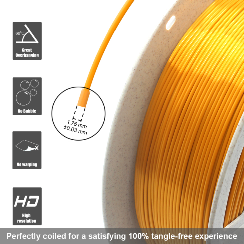 Silk PLA Filament 1.75 mm (+/-0.03 mm) 2.2 lbs (1 kg), Silky Shiny Shine