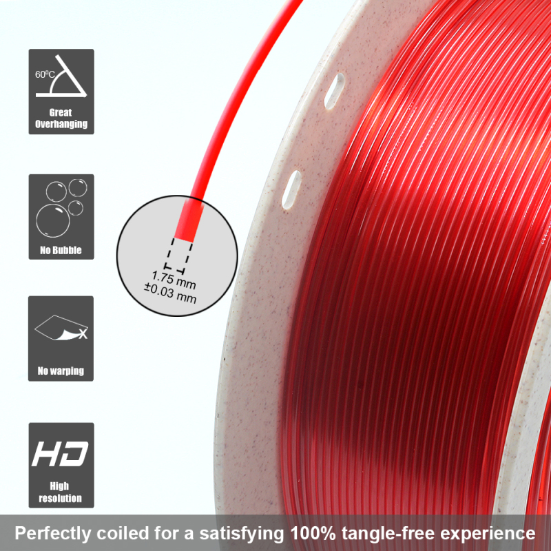 PETG Filament Easy-to-Print 1.75mm (+-0.03mm) 2.2lb (1kg), Stronger toughness
