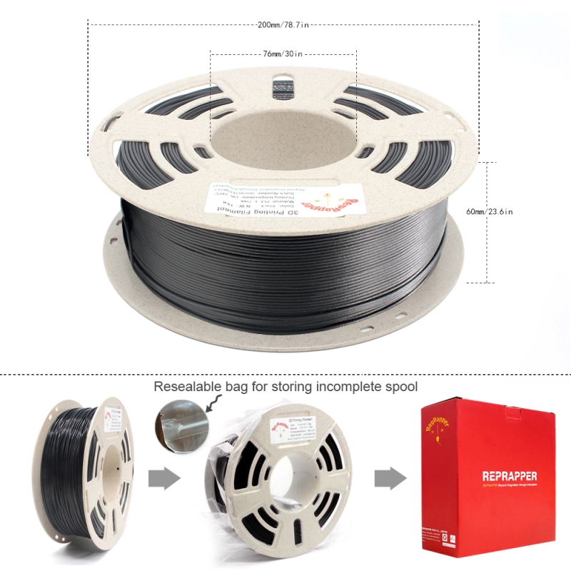 Carbon Fiber PLA Filament 1.75mm (± 0.03mm) 2.2lb (1kg)