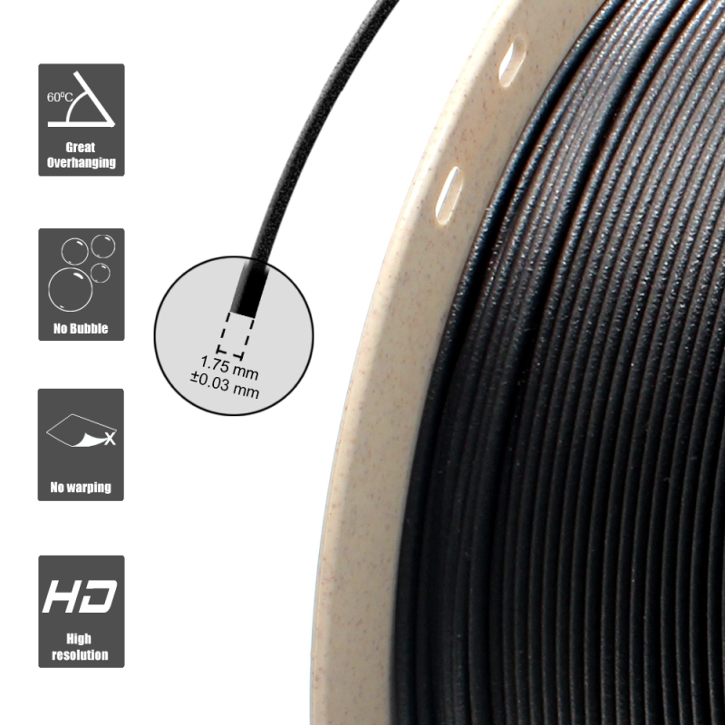 Carbon Fiber PLA Filament 1.75mm (± 0.03mm) 2.2lb (1kg)