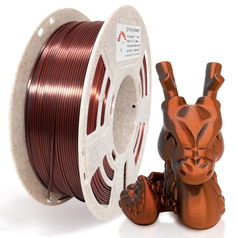 Reprapper Dual Color Silk Filament Coextrusion PLA Filament 1.75mm for 3D Printer & 3D Pen, Multicolor Like Rainbow PLA, 2.2lbs (1kg)