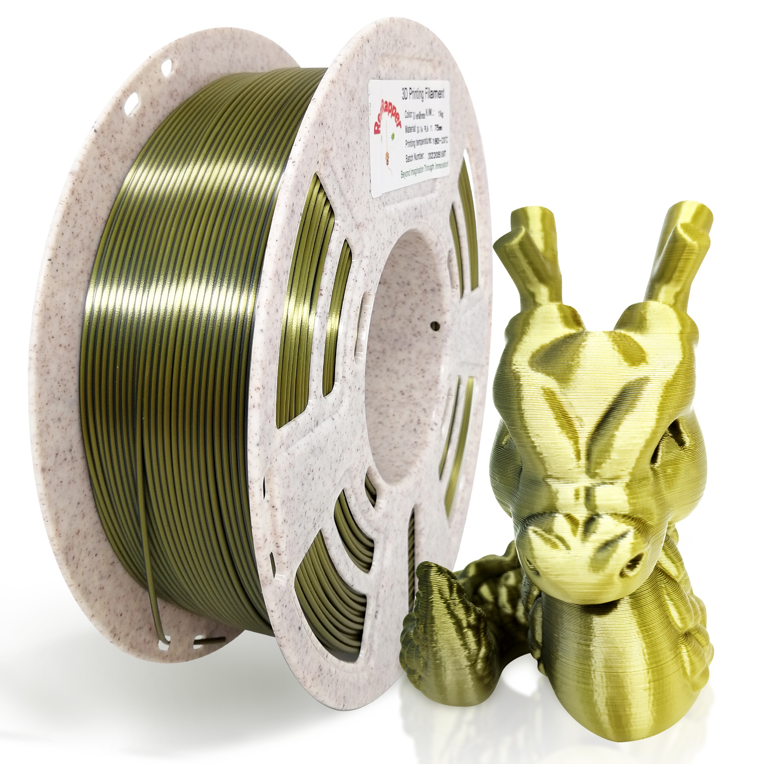 Reprapper Dual Color Silk Filament Coextrusion PLA Filament 1.75mm for 3D Printer & 3D Pen, Multicolor Like Rainbow PLA, 2.2lbs (1kg)