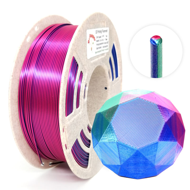 Reprapper Triple Color Filament Coextrusion PLA Filament 1.75mm for 3D Printer & 3D Pen, Multicolor Like Dual Color Rainbow PLA, 2.2lbs (1kg)