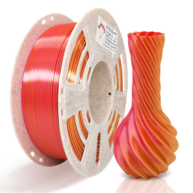 Reprapper Dual Color Silk Filament Coextrusion PLA Filament 1.75mm for 3D Printer & 3D Pen, Multicolor Like Rainbow PLA, 2.2lbs (1kg)