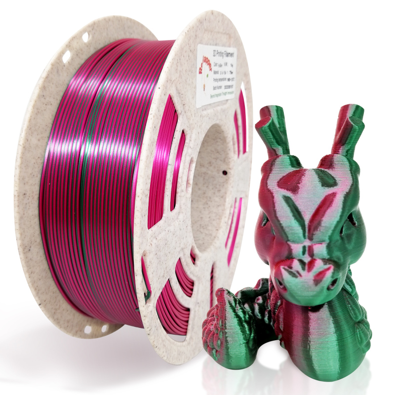 Reprapper Dual Color Silk Filament Coextrusion PLA Filament 1.75mm for 3D Printer & 3D Pen, Multicolor Like Rainbow PLA, 2.2lbs (1kg)