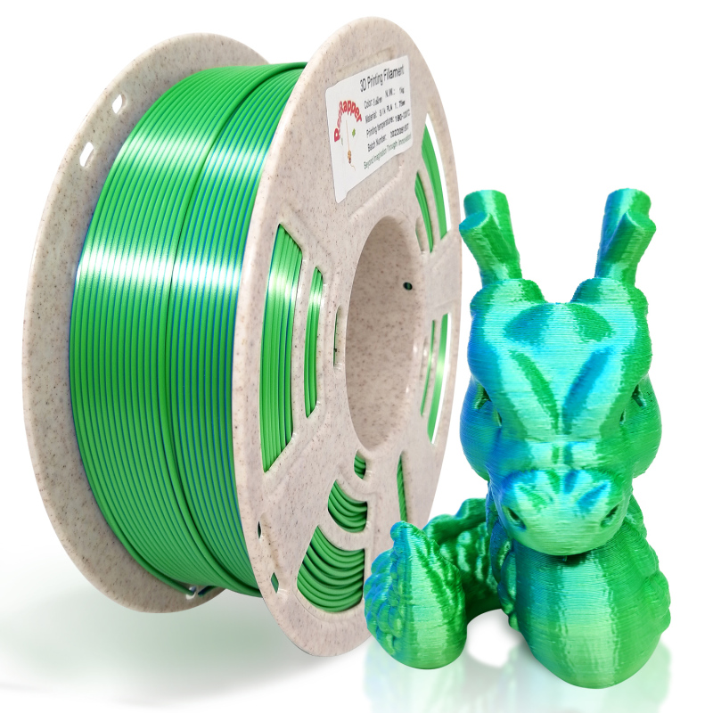 Reprapper Dual Color Silk Filament Coextrusion PLA Filament 1.75mm for 3D Printer & 3D Pen, Multicolor Like Rainbow PLA, 2.2lbs (1kg)