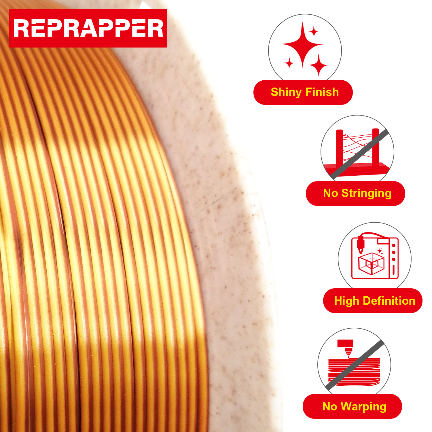 Reprapper Dual Color Silk Filament Coextrusion PLA Filament 1.75mm for 3D Printer & 3D Pen, Multicolor Like Rainbow PLA, 2.2lbs (1kg)
