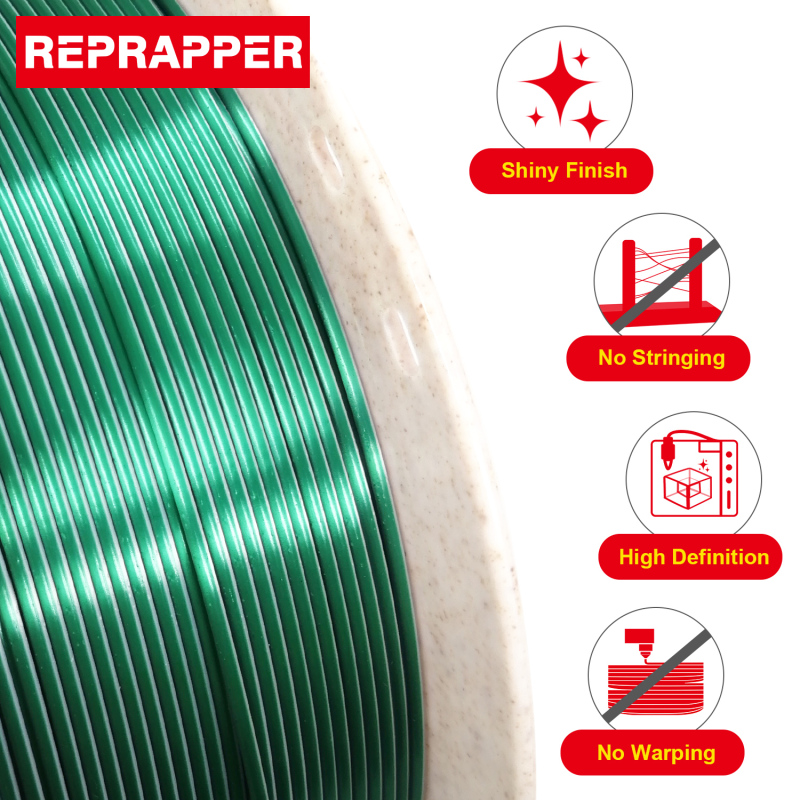 Reprapper Dual Color Silk Filament Coextrusion PLA Filament 1.75mm for 3D Printer & 3D Pen, Multicolor Like Rainbow PLA, 2.2lbs (1kg)