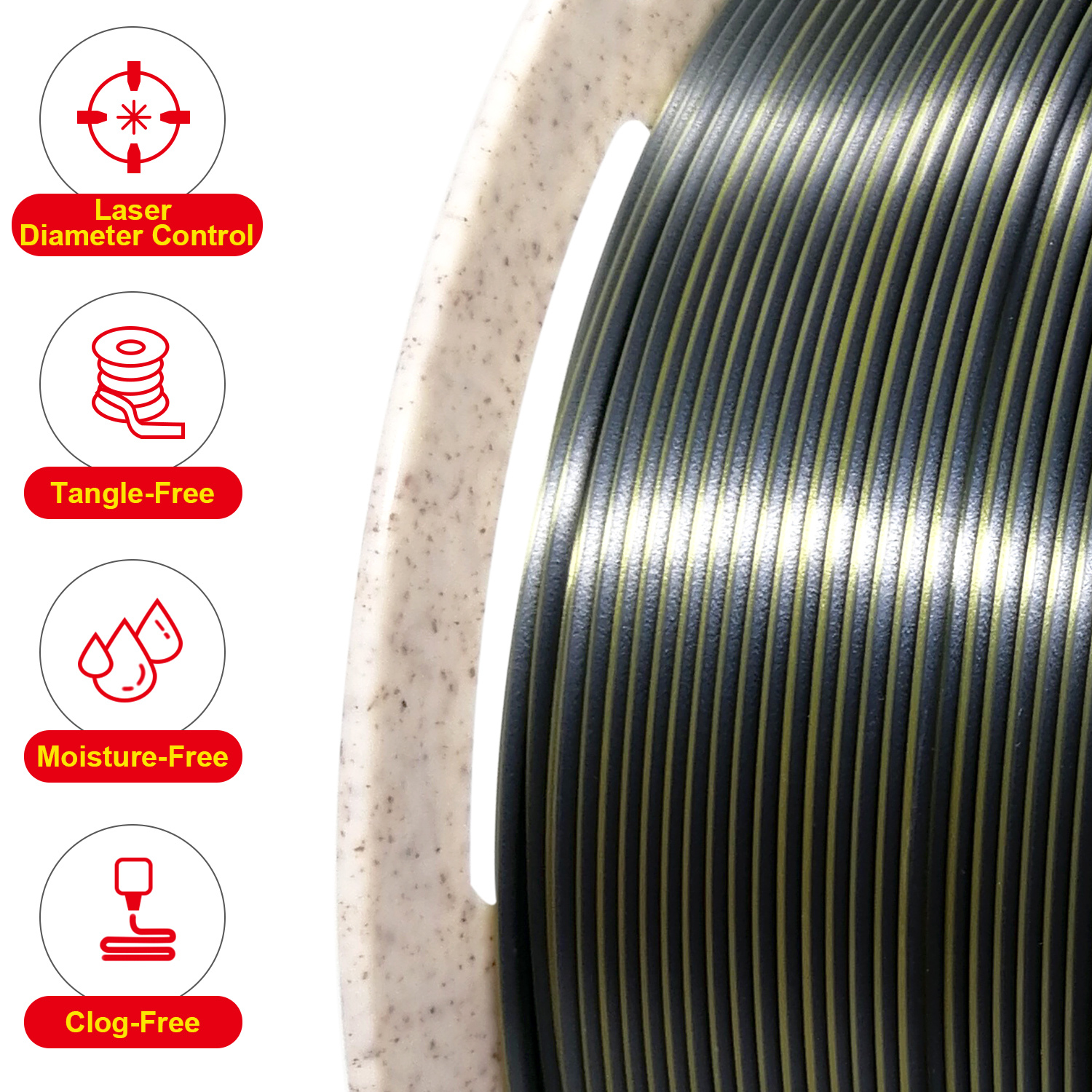 Reprapper Dual Color Silk Filament Coextrusion PLA Filament 1.75mm for 3D Printer & 3D Pen, Multicolor Like Rainbow PLA, 2.2lbs (1kg)