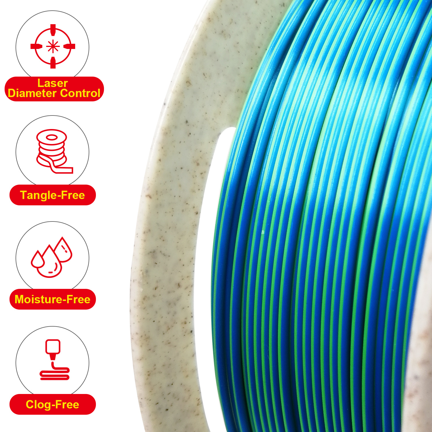 Reprapper Dual Color Silk Filament Coextrusion PLA Filament 1.75mm for 3D Printer & 3D Pen, Multicolor Like Rainbow PLA, 2.2lbs (1kg)