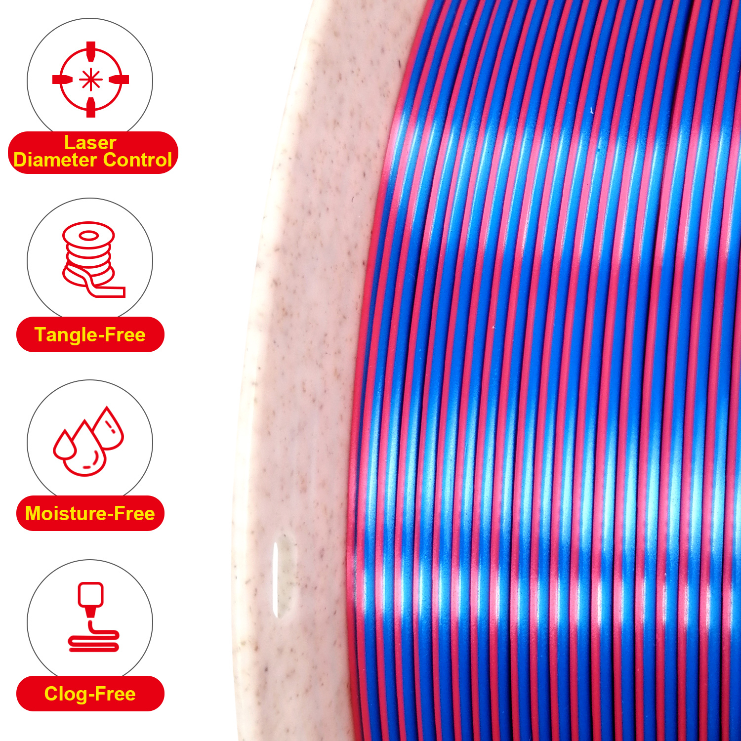 Reprapper Dual Color Silk Filament Coextrusion PLA Filament 1.75mm for 3D Printer & 3D Pen, Multicolor Like Rainbow PLA, 2.2lbs (1kg)