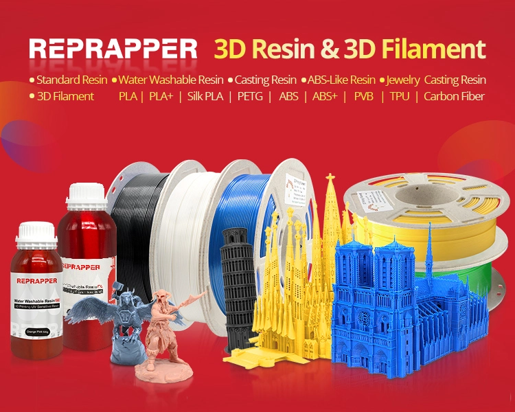 Reprapper Carbon Fiber PLA Filament for 3D Printer & 3D Pen 1.75mm (±  0.03mm) 2.2lb (1kg)