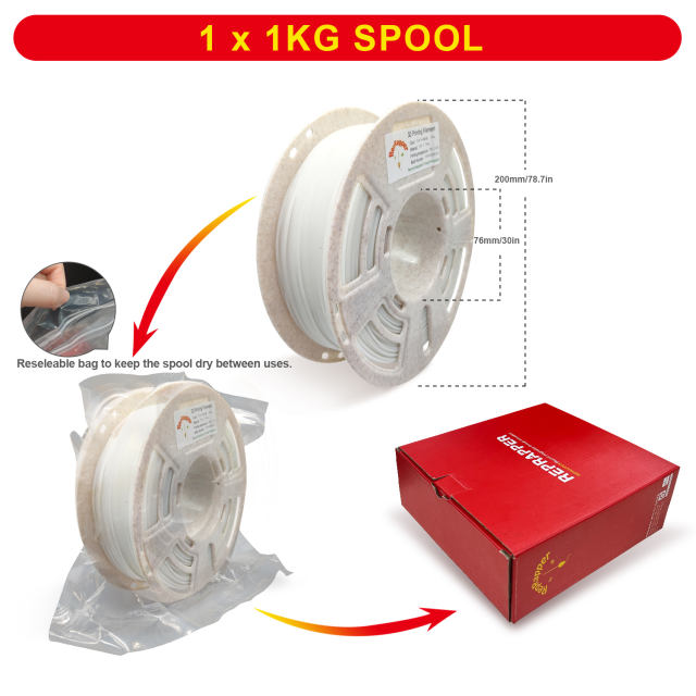 RepRapper Glow in The Dark Green PLA 3D Printer Filament 1.75mm (+- 0.03mm) 2.2lb (1kg)
