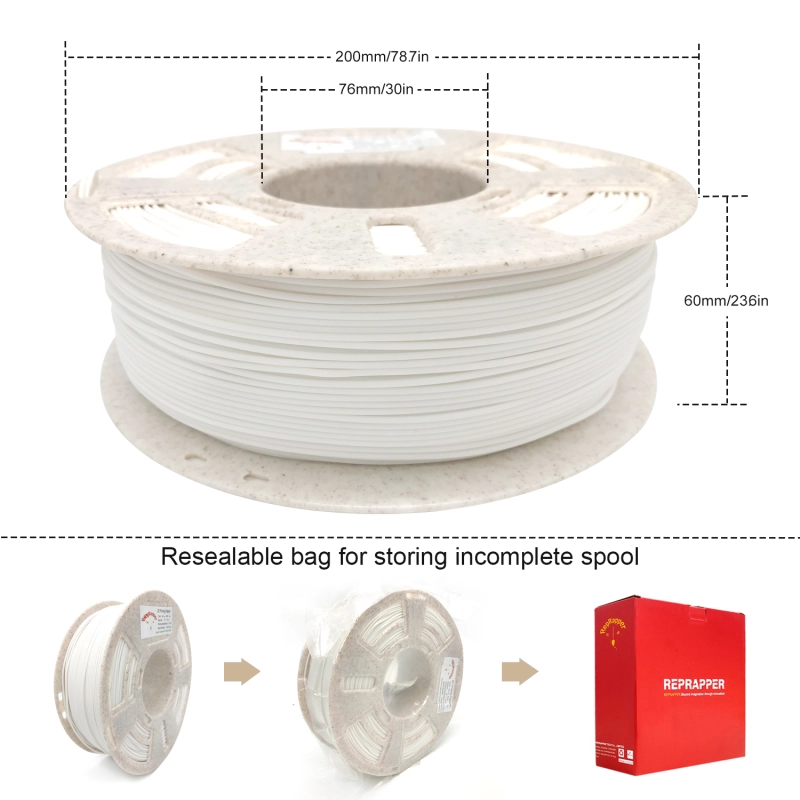 Reprapper Polypropylene PP Filament, Semi-Flexible Ultra Tough Filament 1.75mm (± 0.03mm) 2.2lb (1kg), 5pcs Build Sheet Included