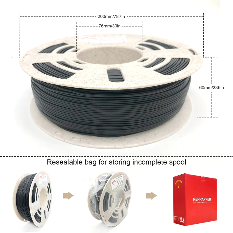 Reprapper Polypropylene PP Filament, Semi-Flexible Ultra Tough Filament 1.75mm (± 0.03mm) 2.2lb (1kg), 5pcs Build Sheet Included