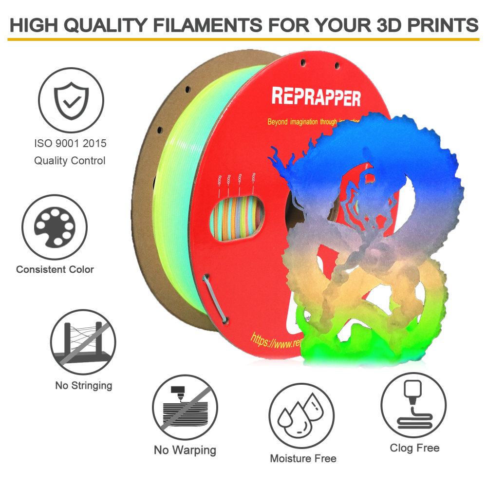 RepRapper Glow in The Dark PLA 3D Printer Filament 1.75mm (+- 0.03mm) 2.2lb (1kg)