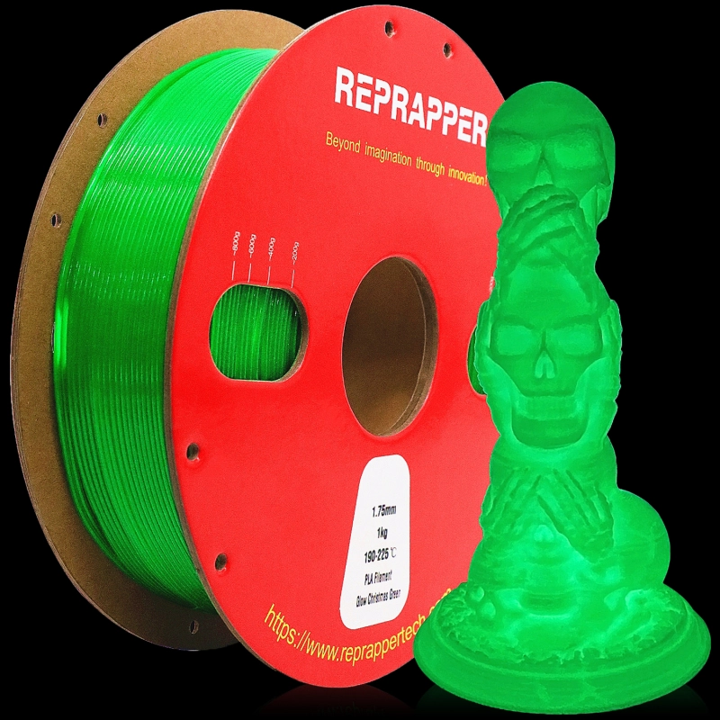 RepRapper Glow in The Dark PLA 3D Printer Filament 1.75mm (+- 0.03mm) 2.2lb (1kg)