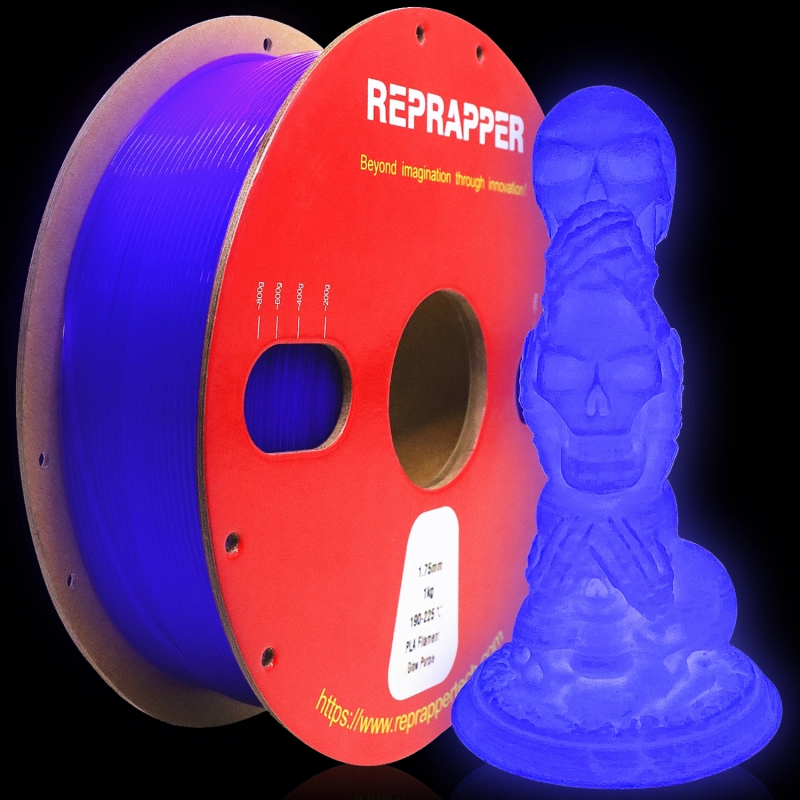 RepRapper Glow in The Dark PLA 3D Printer Filament 1.75mm (+- 0.03mm) 2.2lb (1kg)